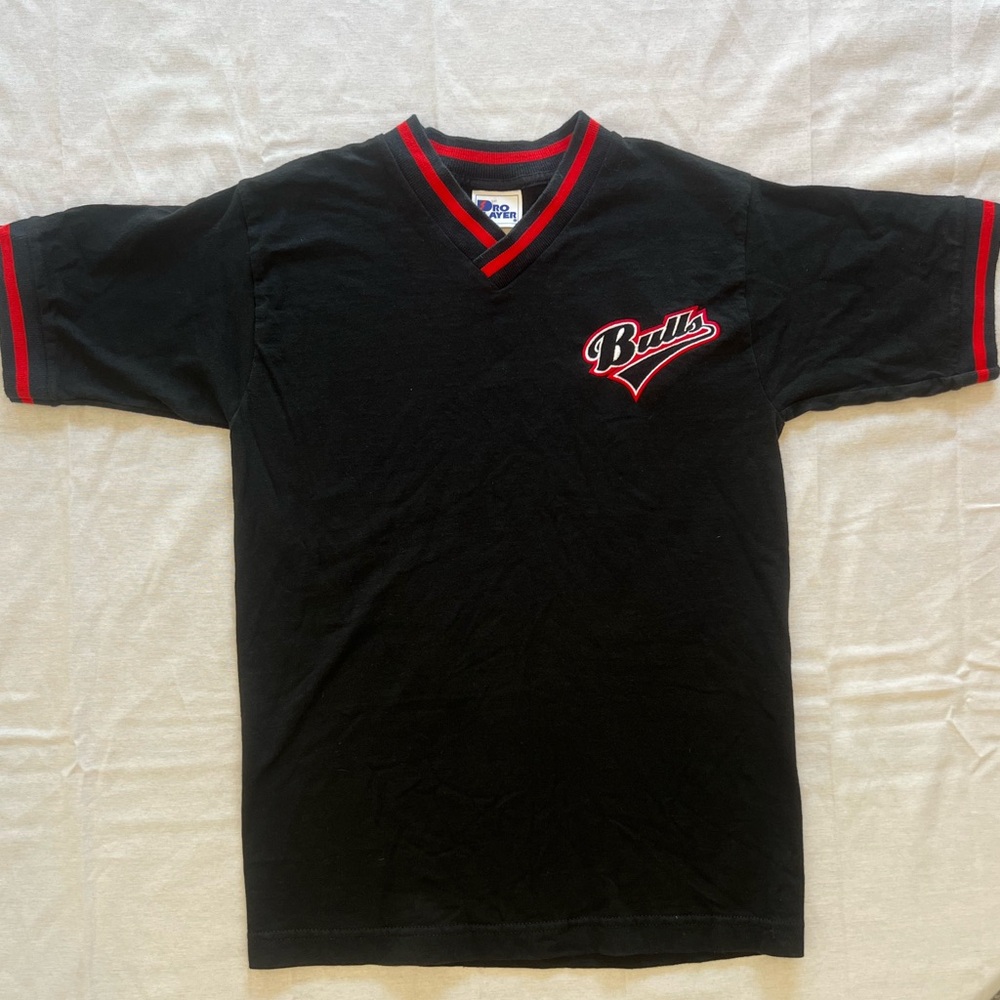 Vintage Pro Player Chicago Bulls Black Red NBA Basketball Shirt Size 14/16